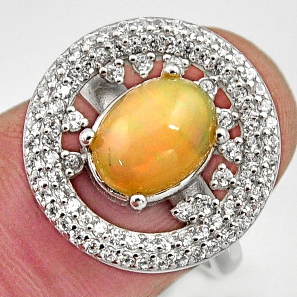 5.10cts natural multicolor ethiopian opal 925 silver ring size 6.5 r15555