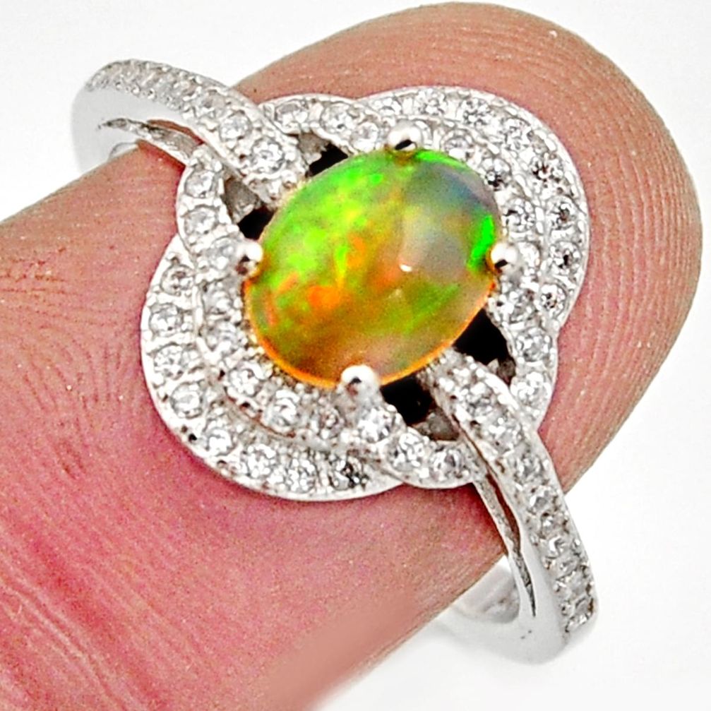 2.78cts natural multicolor ethiopian opal 925 silver ring size 8 r15559