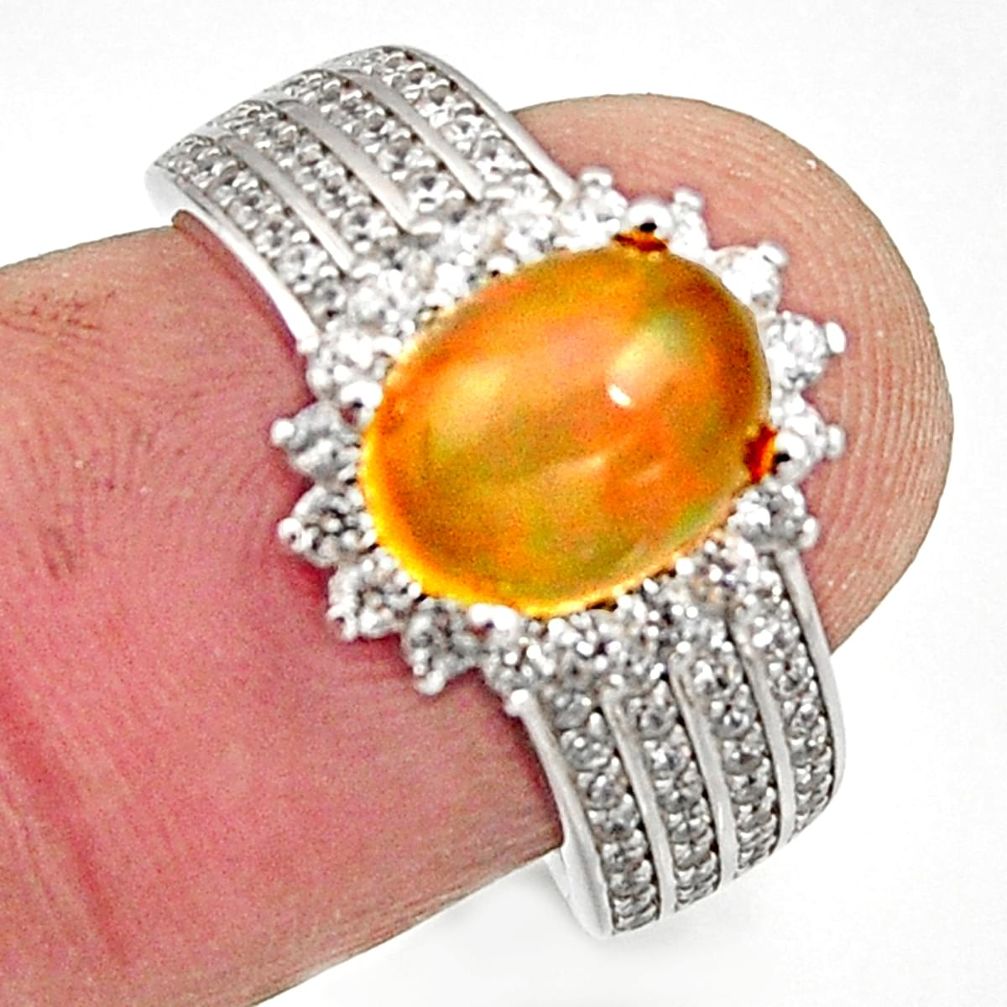 5.36cts natural multicolor ethiopian opal 925 silver ring size 6.5 r15560