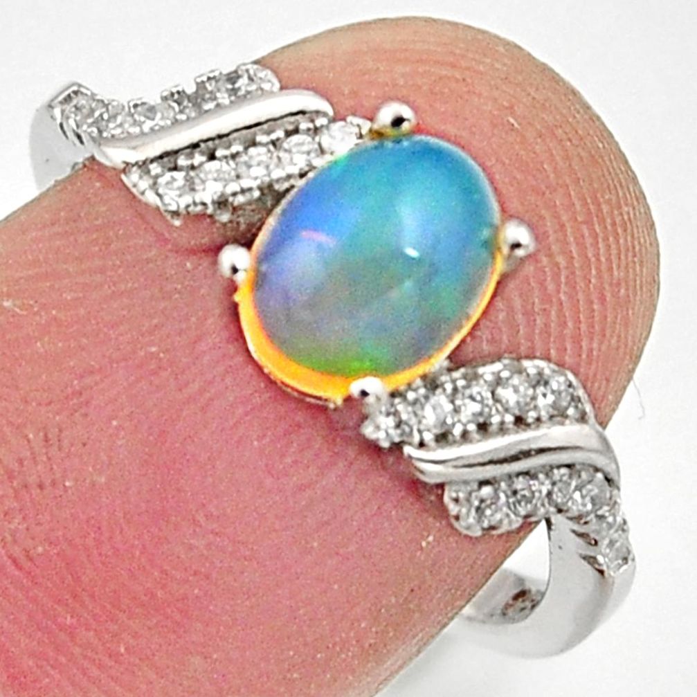 2.98cts natural multicolor ethiopian opal 925 silver ring size 7 r15564