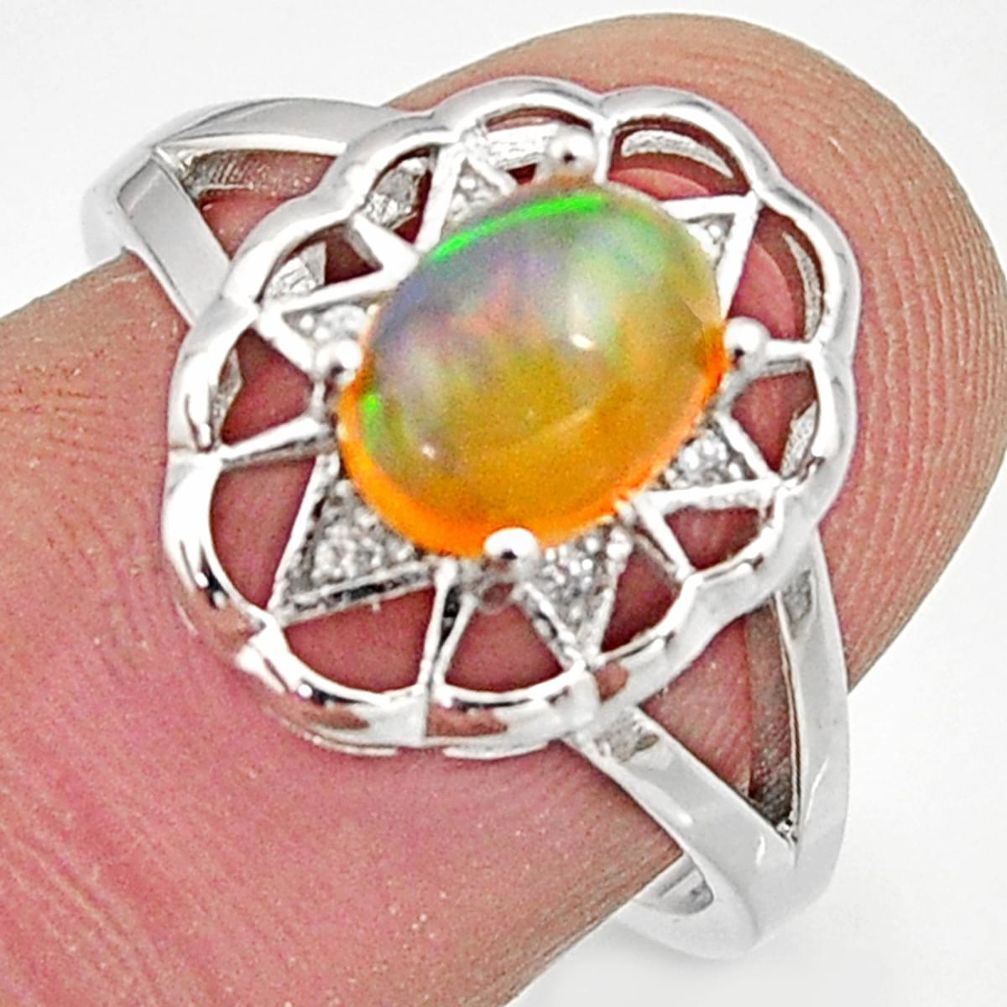 2.32cts natural multicolor ethiopian opal 925 silver ring size 7 r15566