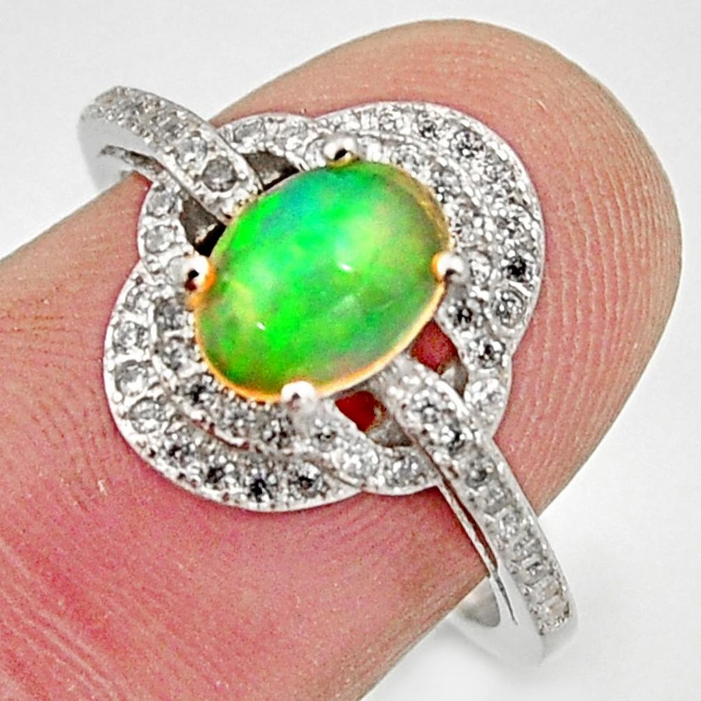4.43cts natural multicolor ethiopian opal 925 silver ring size 7.5 r15568