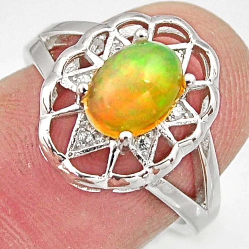 2.58cts natural multicolor ethiopian opal 925 silver ring size 6 r15569