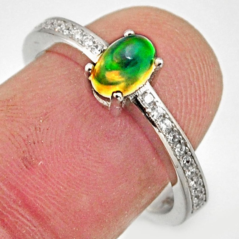 1.95cts natural multicolor ethiopian opal 925 silver ring size 7.5 r15571