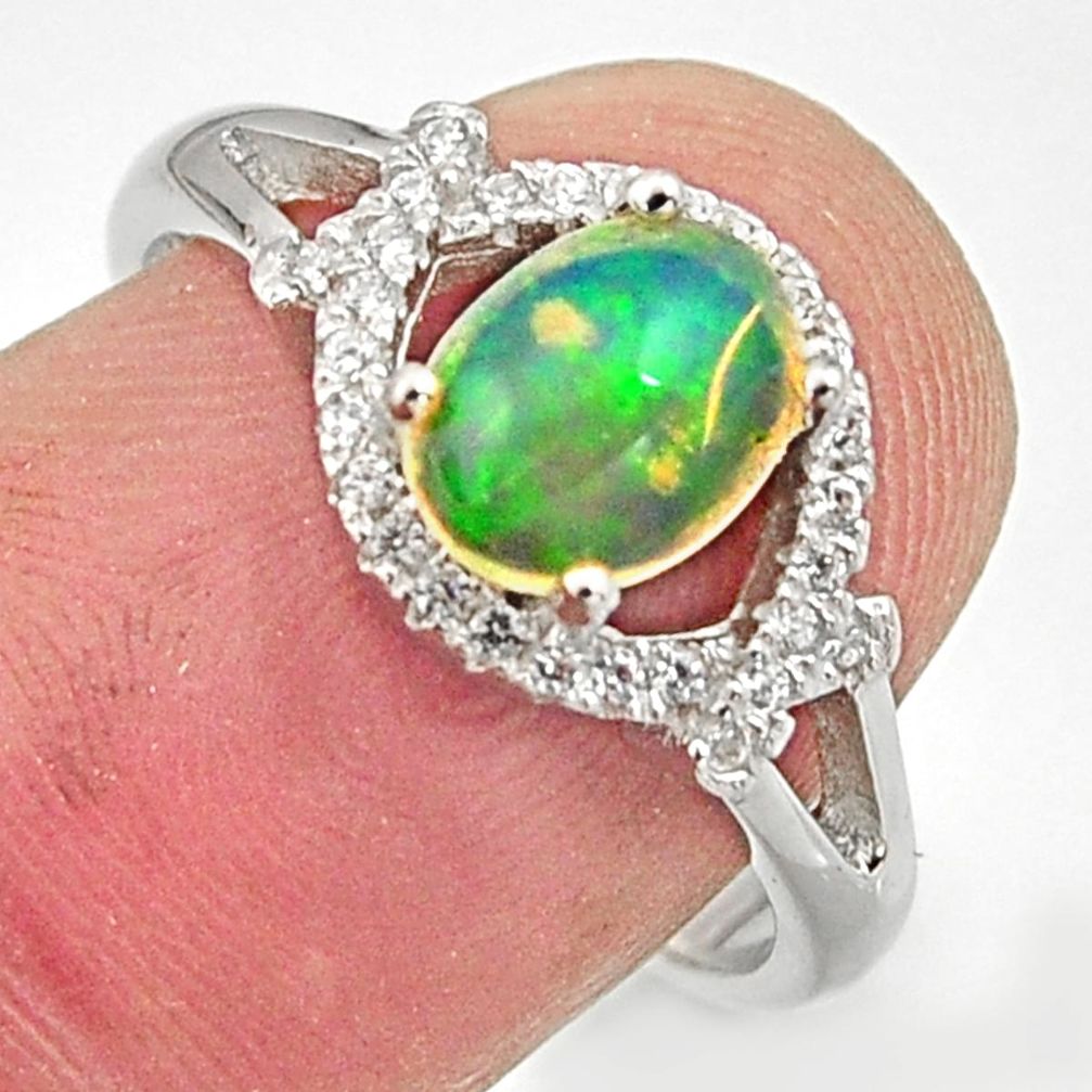 2.95cts natural multicolor ethiopian opal 925 silver ring size 7.5 r15575