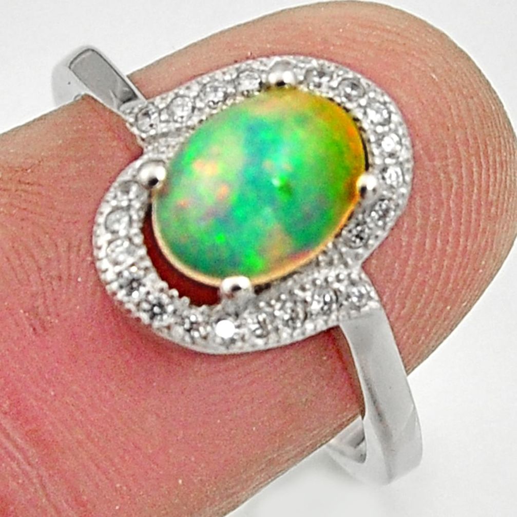 2.93cts natural multicolor ethiopian opal 925 silver ring size 7.5 r15576