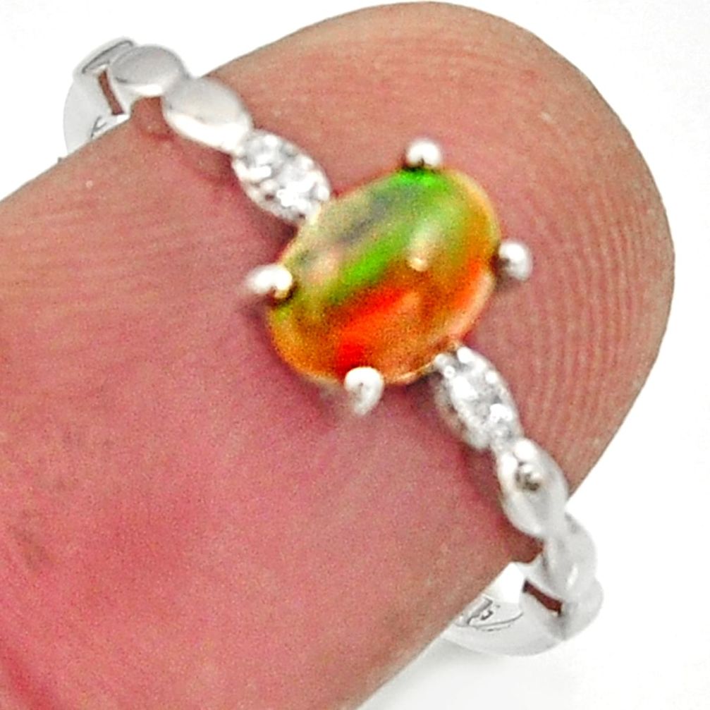 1.86cts natural multicolor ethiopian opal 925 silver ring size 7 r15577