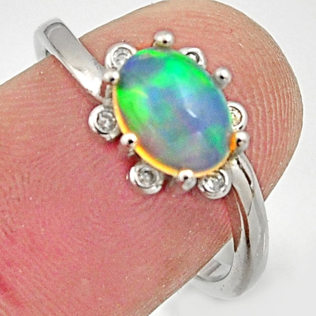 3.03cts natural multicolor ethiopian opal 925 silver ring size 7 r15579