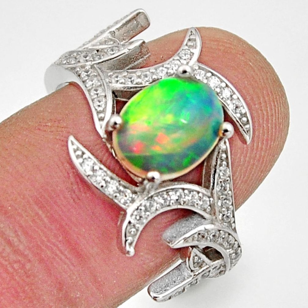 4.42cts natural multicolor ethiopian opal 925 silver ring size 7.5 r15580