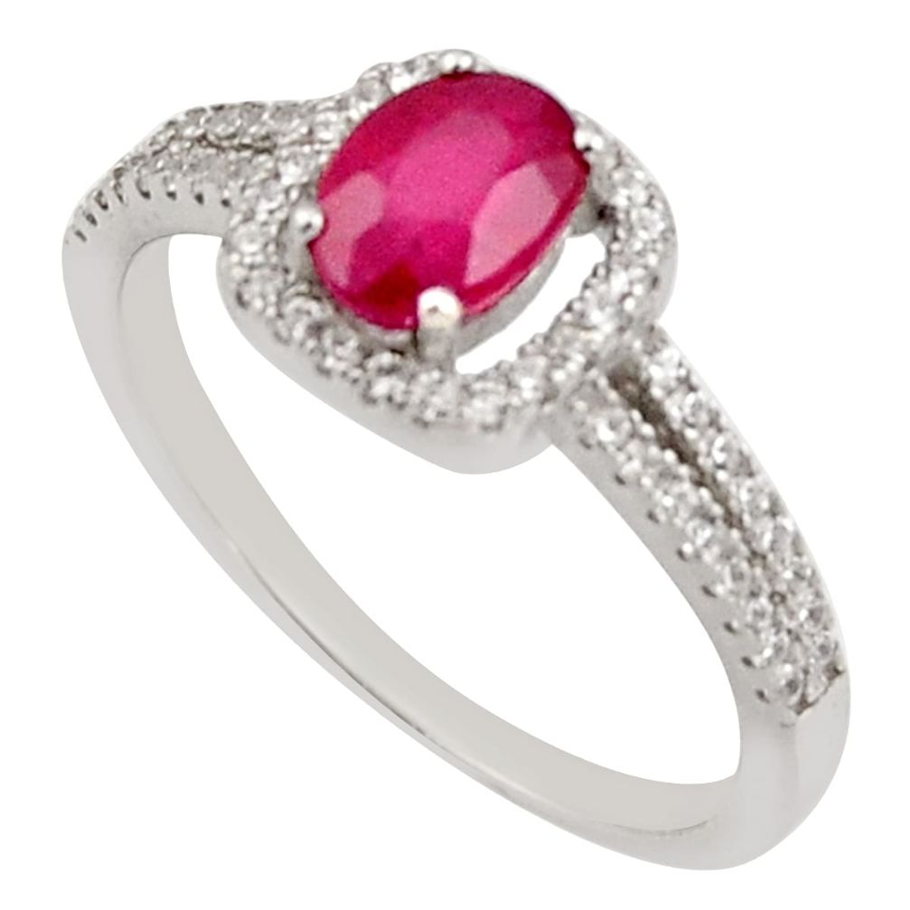 2.72cts natural red ruby cubic zirconia 925 sterling silver ring size 8 r15588
