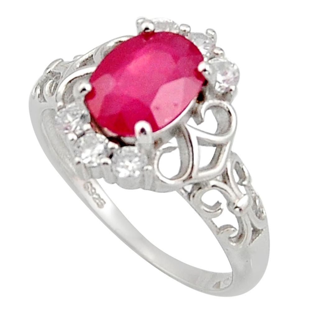 4.80cts natural red ruby cubic zirconia 925 sterling silver ring size 8 r15596