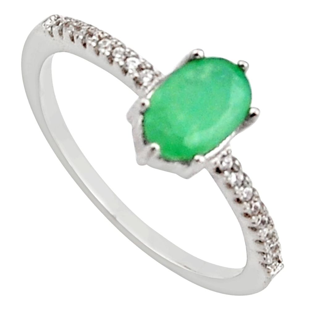 2.44cts natural green emerald cubic zirconia 925 silver ring size 7 r15601
