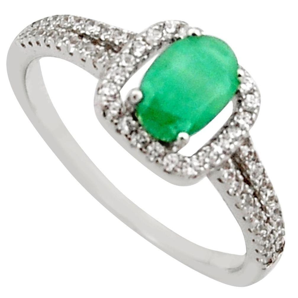 2.72cts natural green emerald cubic zirconia 925 silver ring size 8 r15606