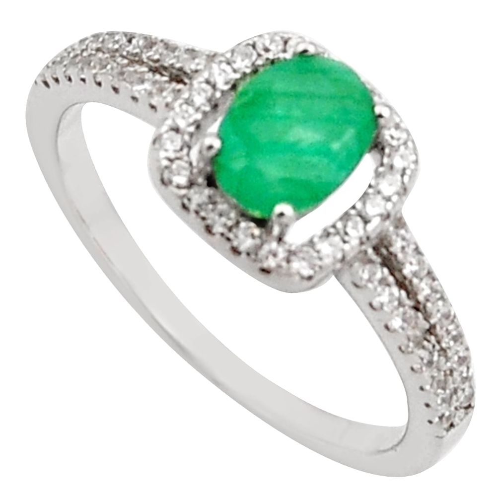 2.72cts natural green emerald cubic zirconia 925 silver ring size 8 r15607