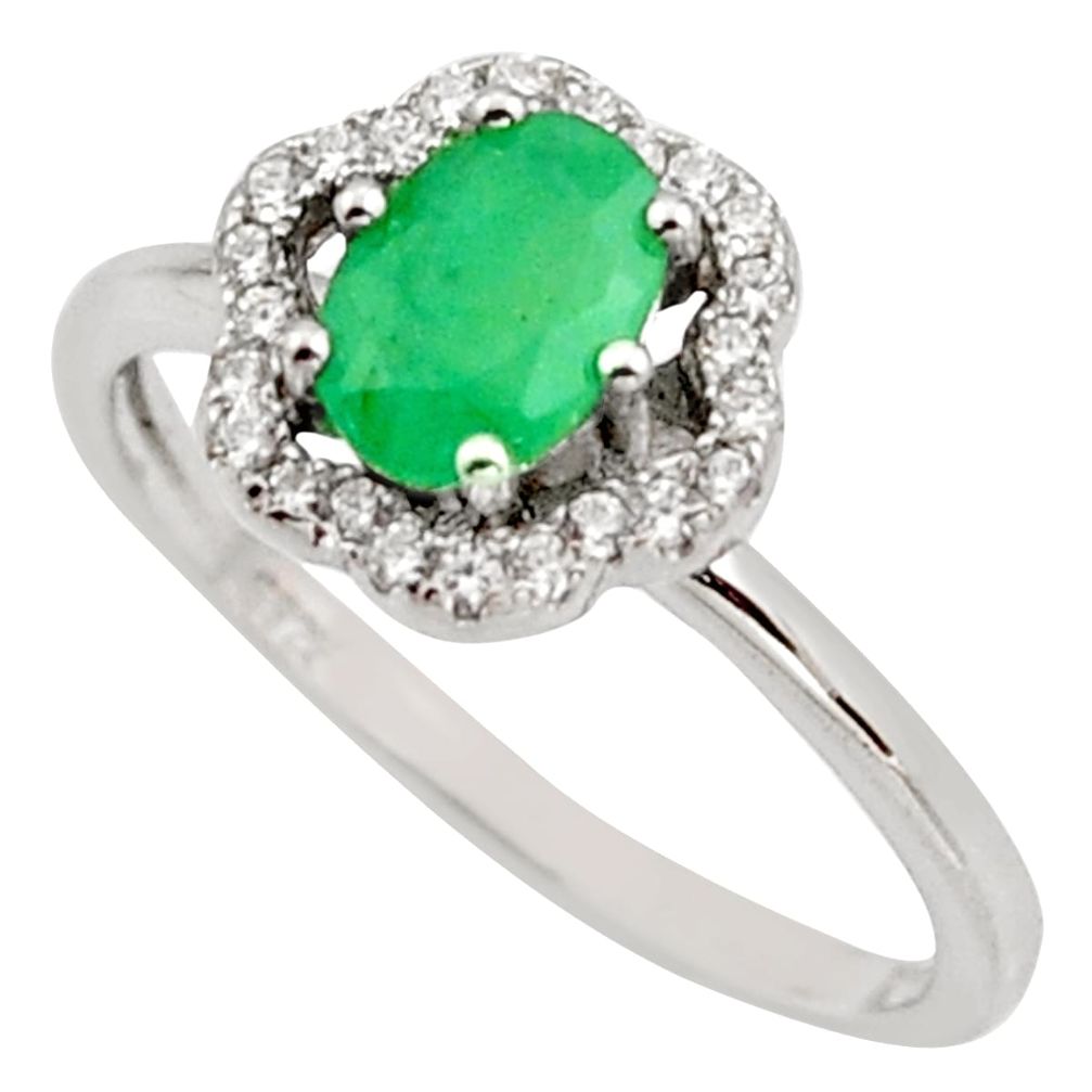 2.23cts natural green emerald cubic zirconia 925 silver ring size 7 r15613