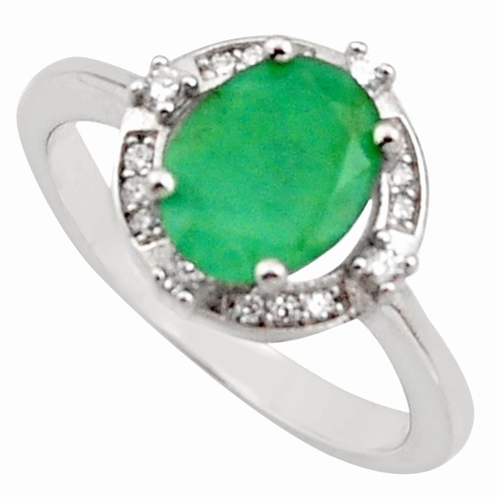 3.59cts natural green emerald cubic zirconia 925 silver ring size 7 r15617