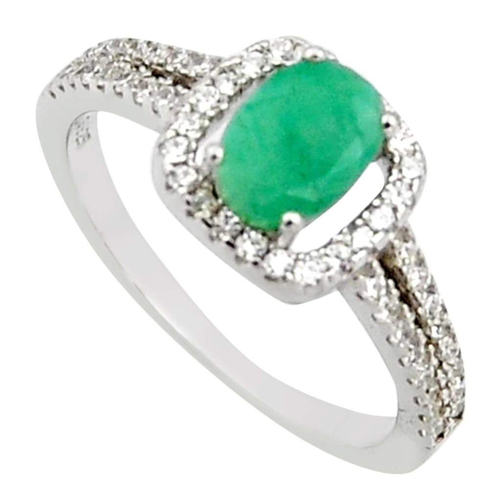 2.49cts natural green emerald cubic zirconia 925 silver ring size 6 r15618