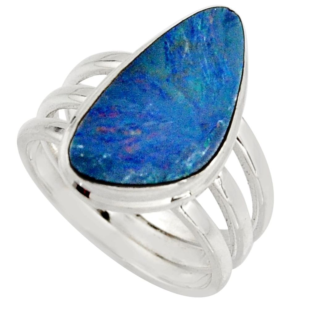 8.42cts natural doublet opal australian silver solitaire ring size 8.5 r15662