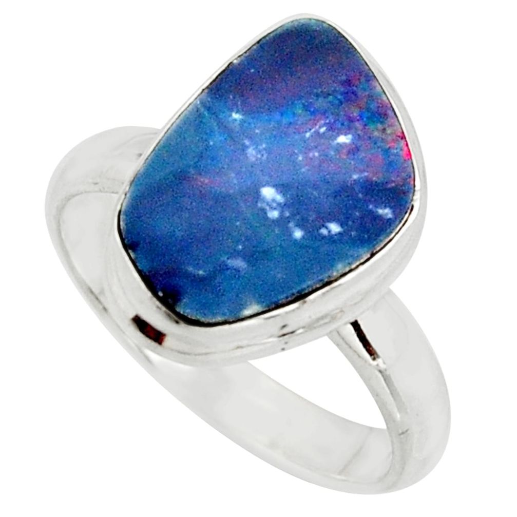 4.52cts natural doublet opal australian silver solitaire ring size 7.5 r15672