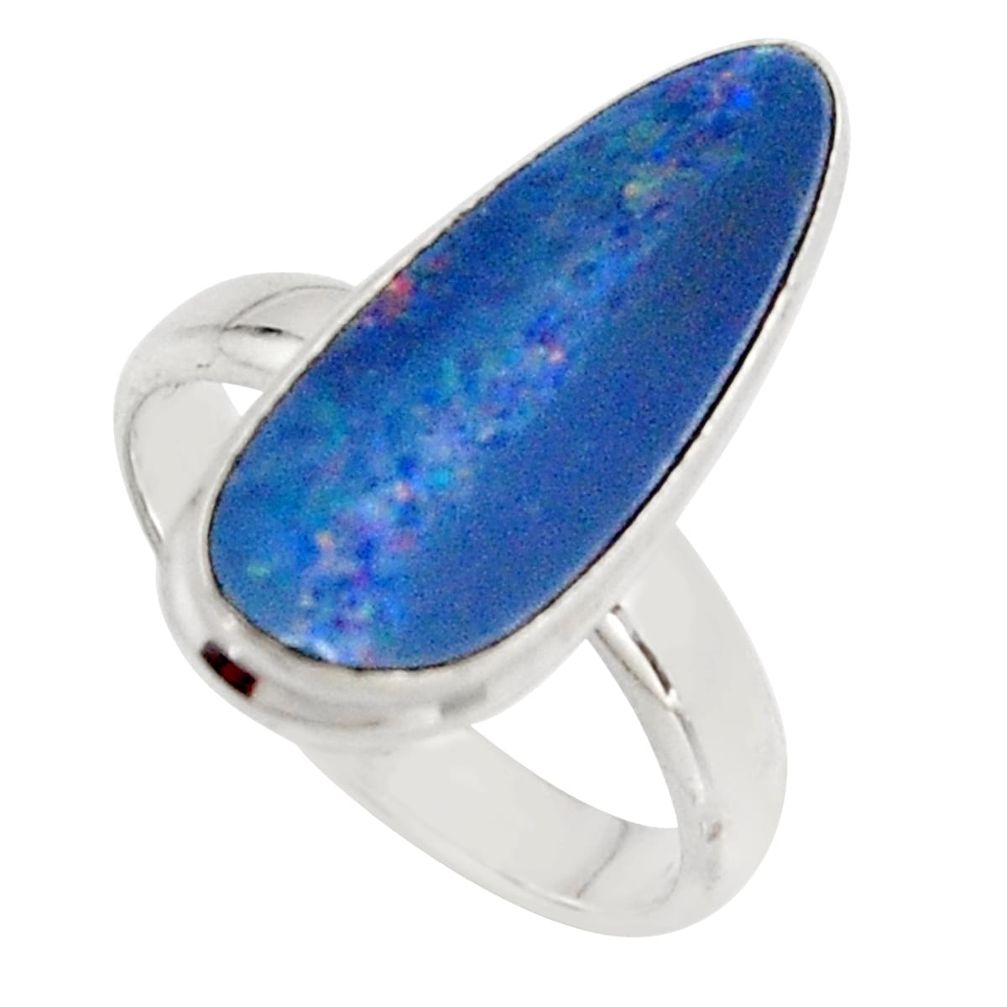 4.52cts natural doublet opal australian silver solitaire ring size 6.5 r15675