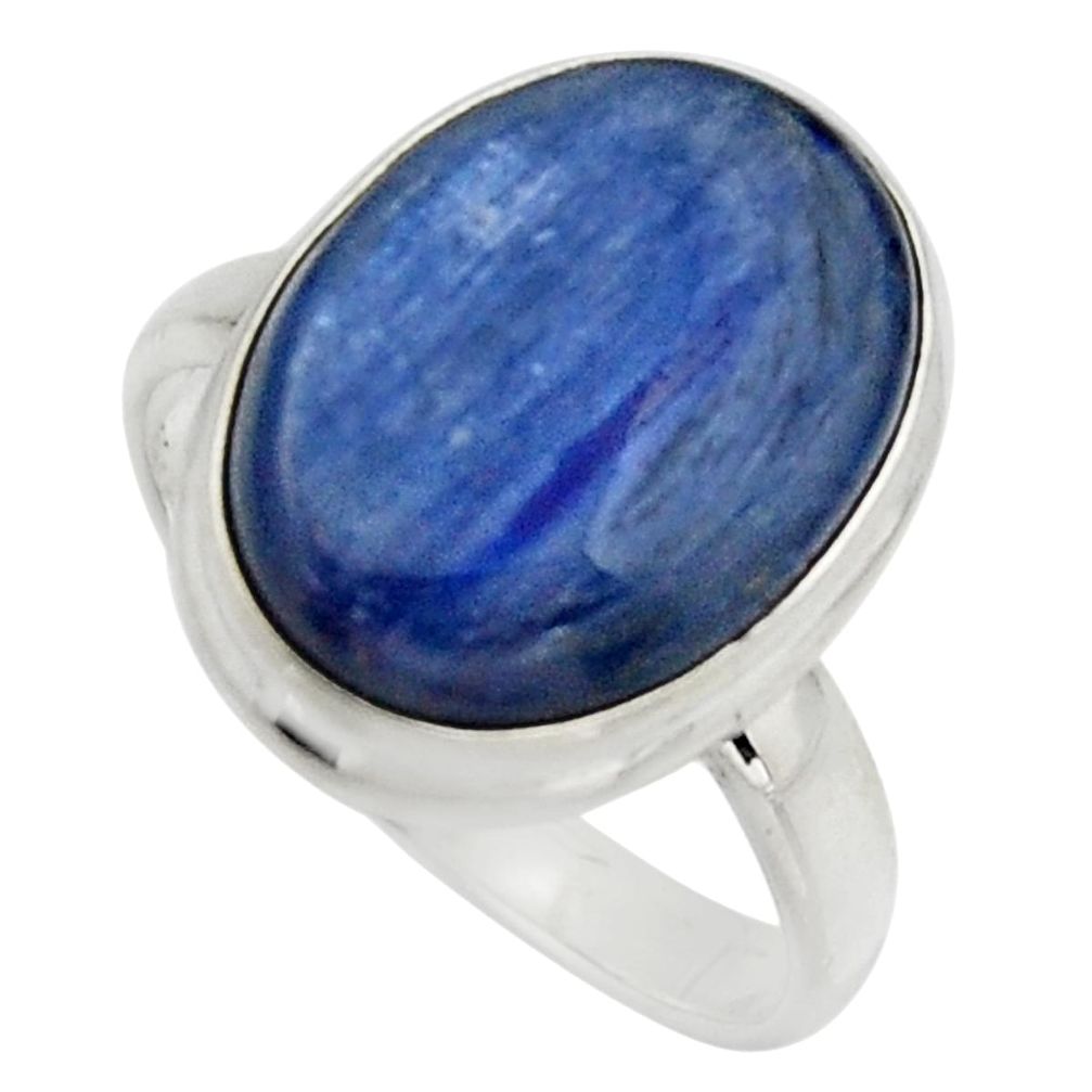 10.57cts natural blue kyanite 925 silver solitaire ring jewelry size 8 r15705