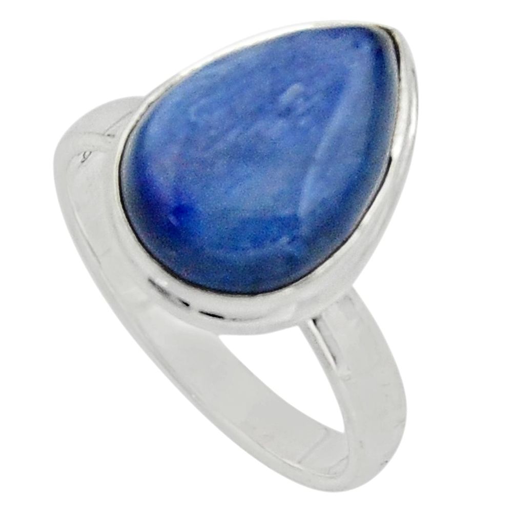 6.02cts natural blue kyanite 925 sterling silver solitaire ring size 8 r15706