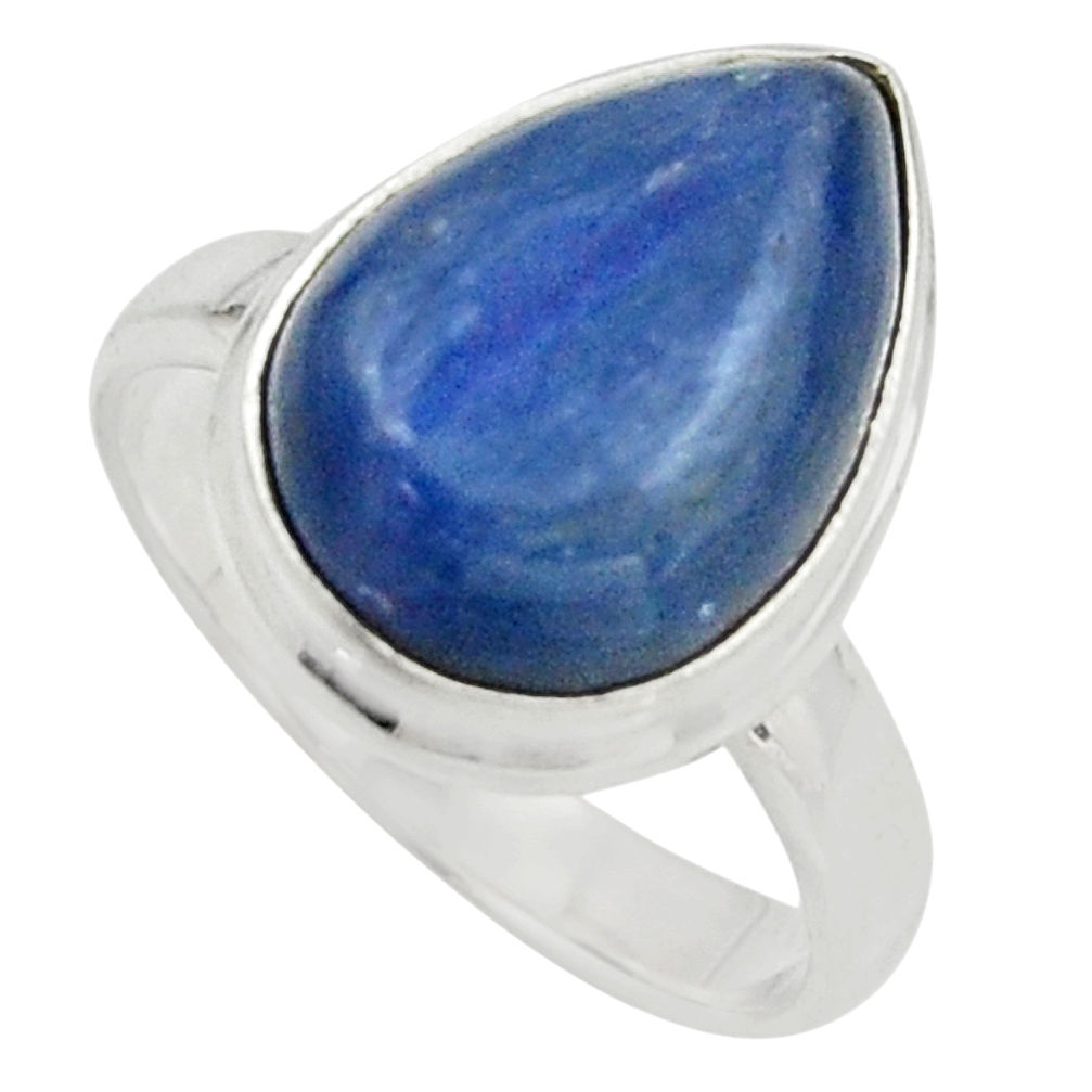 6.36cts natural blue kyanite 925 sterling silver solitaire ring size 6 r15708
