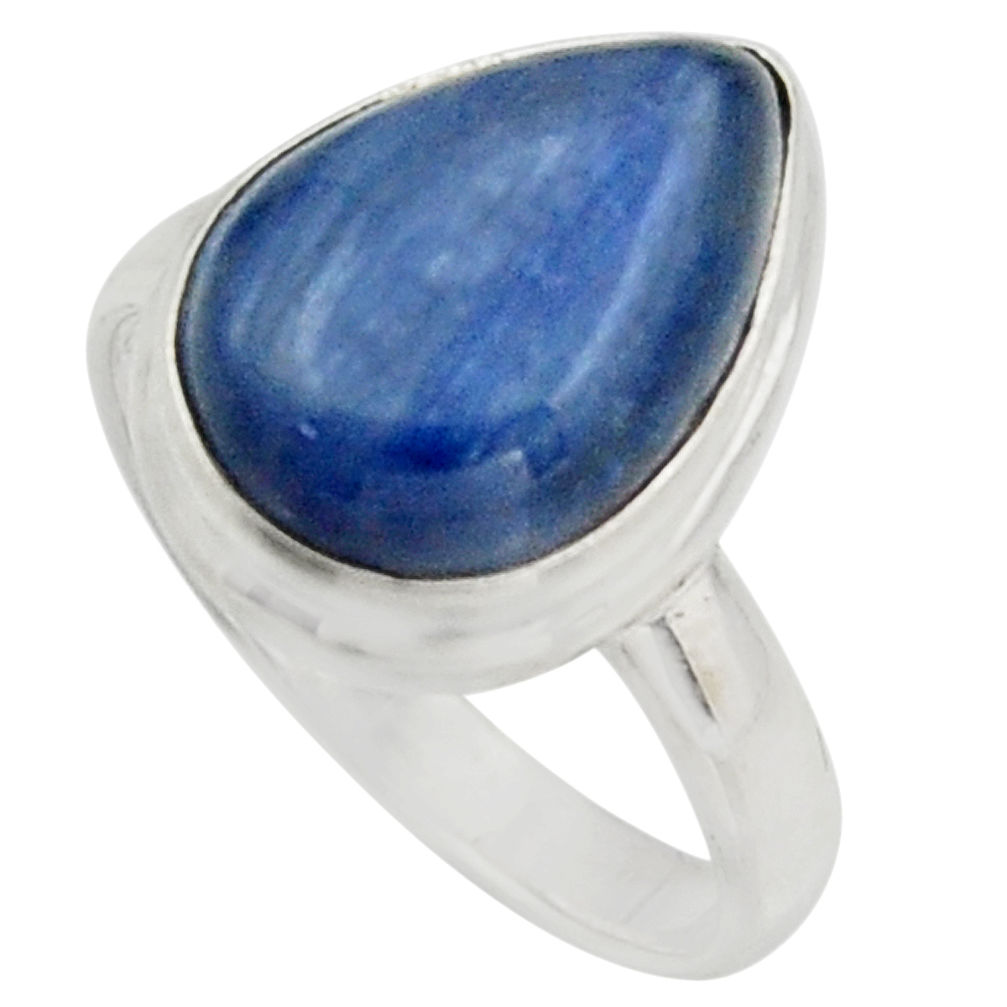 6.27cts natural blue kyanite 925 sterling silver solitaire ring size 7 r15709