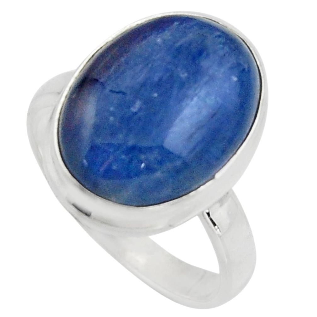 10.60cts natural blue kyanite 925 silver solitaire ring jewelry size 8 r15711