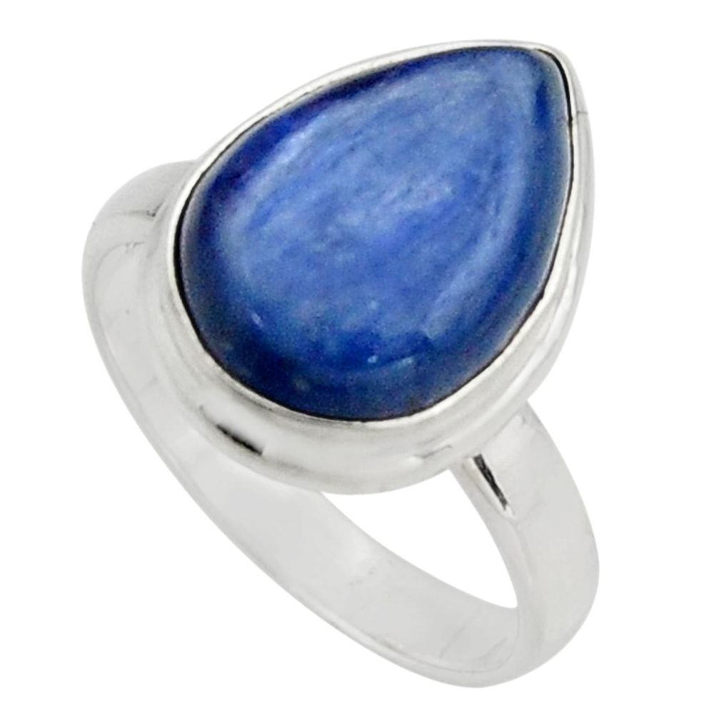 6.53cts natural blue kyanite 925 sterling silver solitaire ring size 6.5 r15713