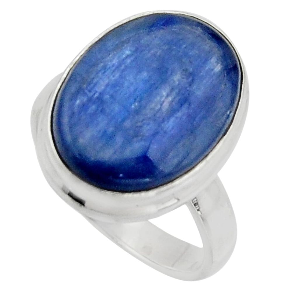 10.17cts natural blue kyanite 925 silver solitaire ring jewelry size 6.5 r15714