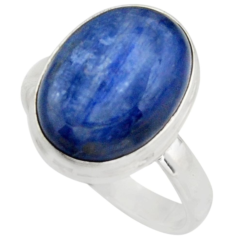 9.63cts natural blue kyanite 925 sterling silver solitaire ring size 9 r15716