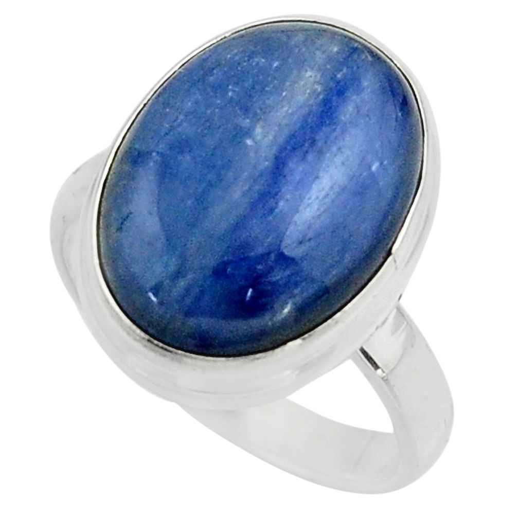 925 silver 10.60cts natural blue kyanite solitaire ring jewelry size 7 r15719