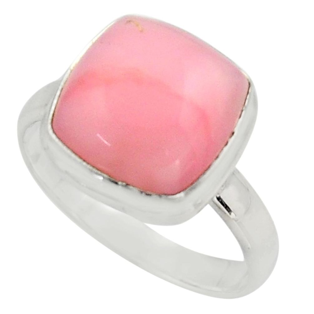 6.33cts natural pink opal 925 sterling silver solitaire ring size 9 r15723