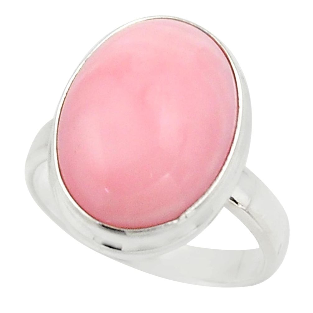 9.05cts natural pink opal 925 sterling silver solitaire ring size 7 r15726