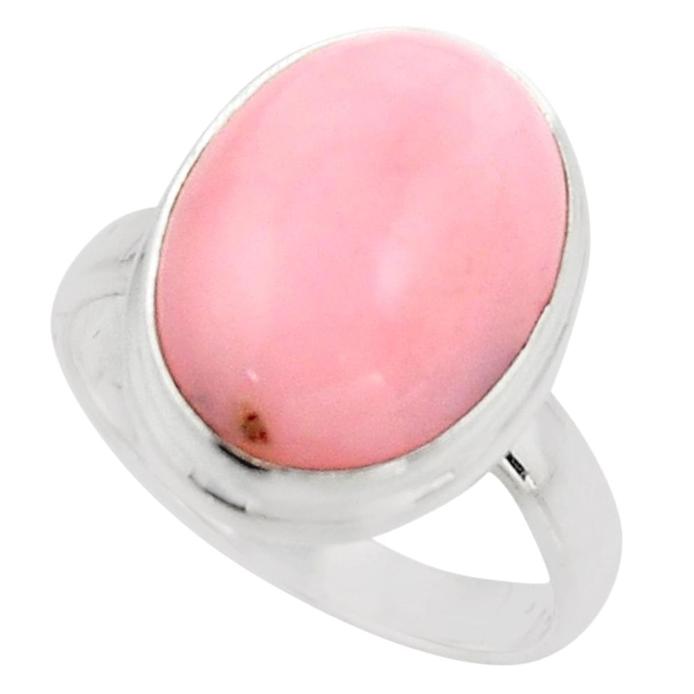 9.86cts natural pink opal 925 sterling silver solitaire ring size 8 r15728