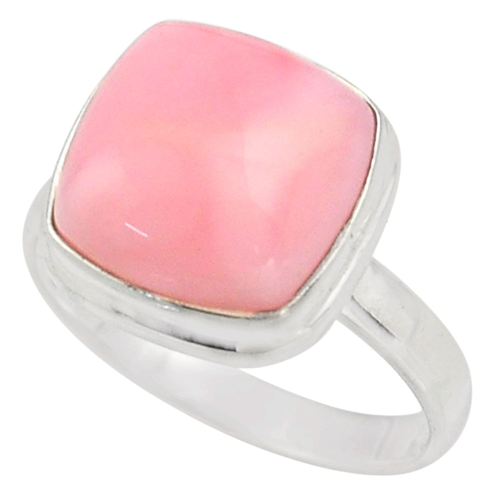 925 sterling silver 6.53cts natural pink opal solitaire ring size 8.5 r15729