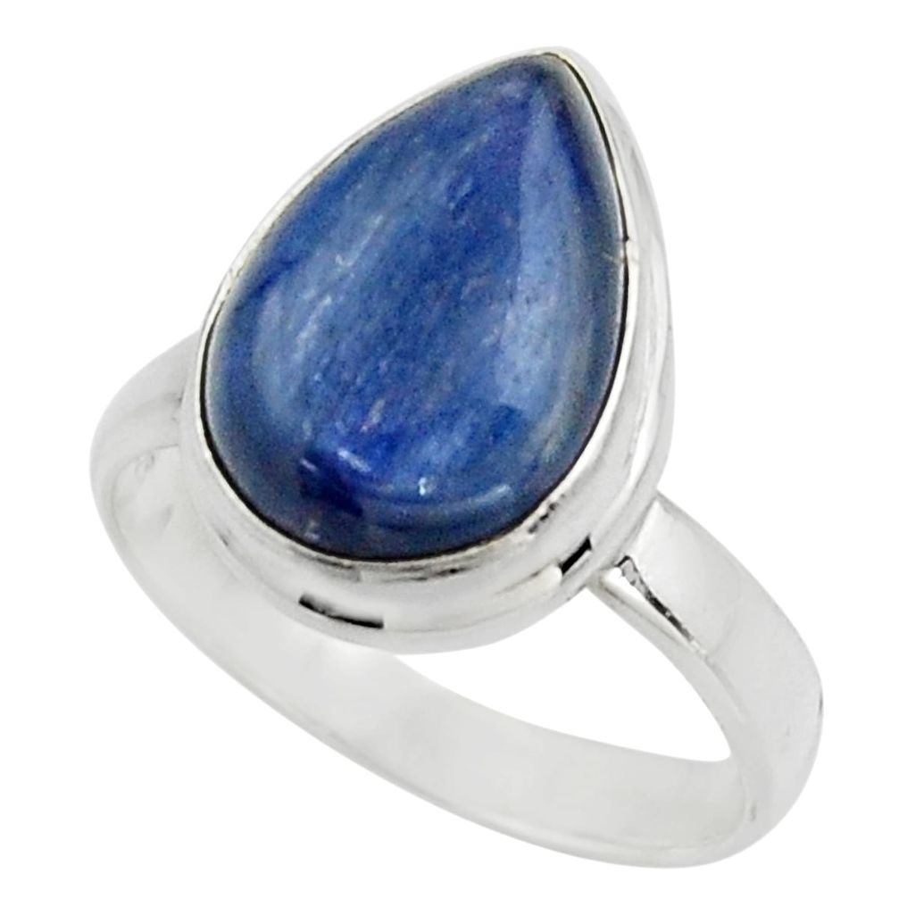 6.04cts natural blue kyanite 925 sterling silver solitaire ring size 7.5 r15738
