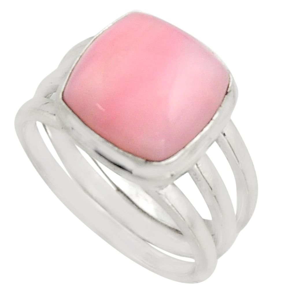 7.33cts natural pink opal 925 sterling silver solitaire ring size 9 r15741