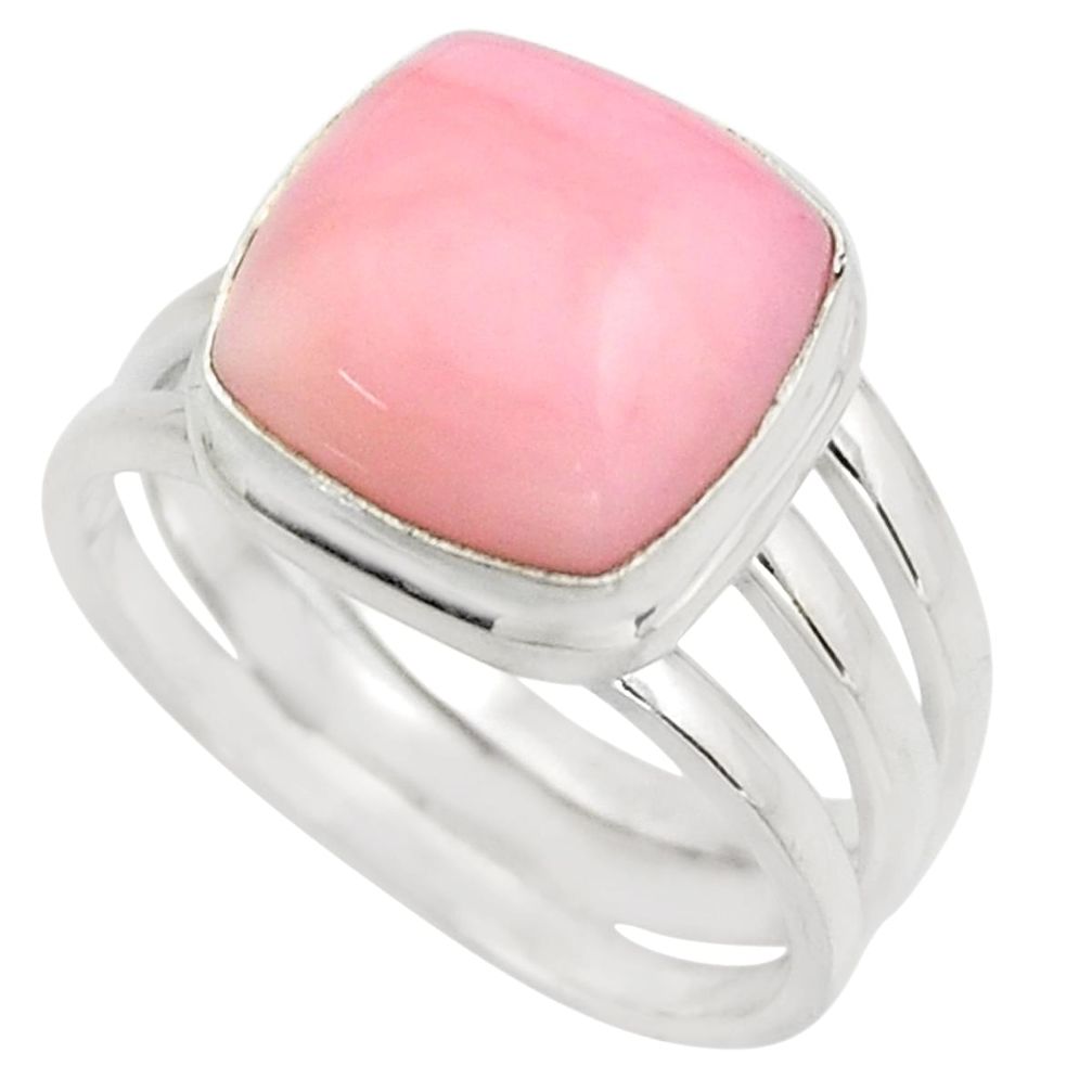 7.09cts natural pink opal 925 sterling silver solitaire ring size 9 r15745