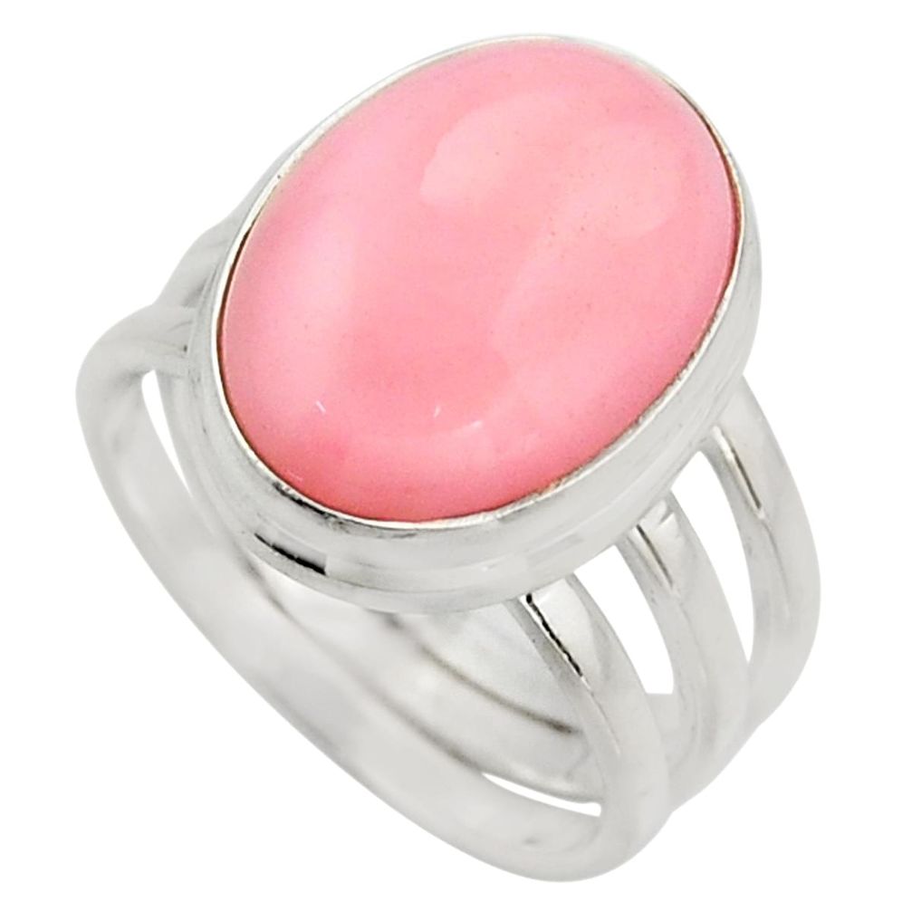 9.83cts natural pink opal 925 sterling silver solitaire ring size 7.5 r15746