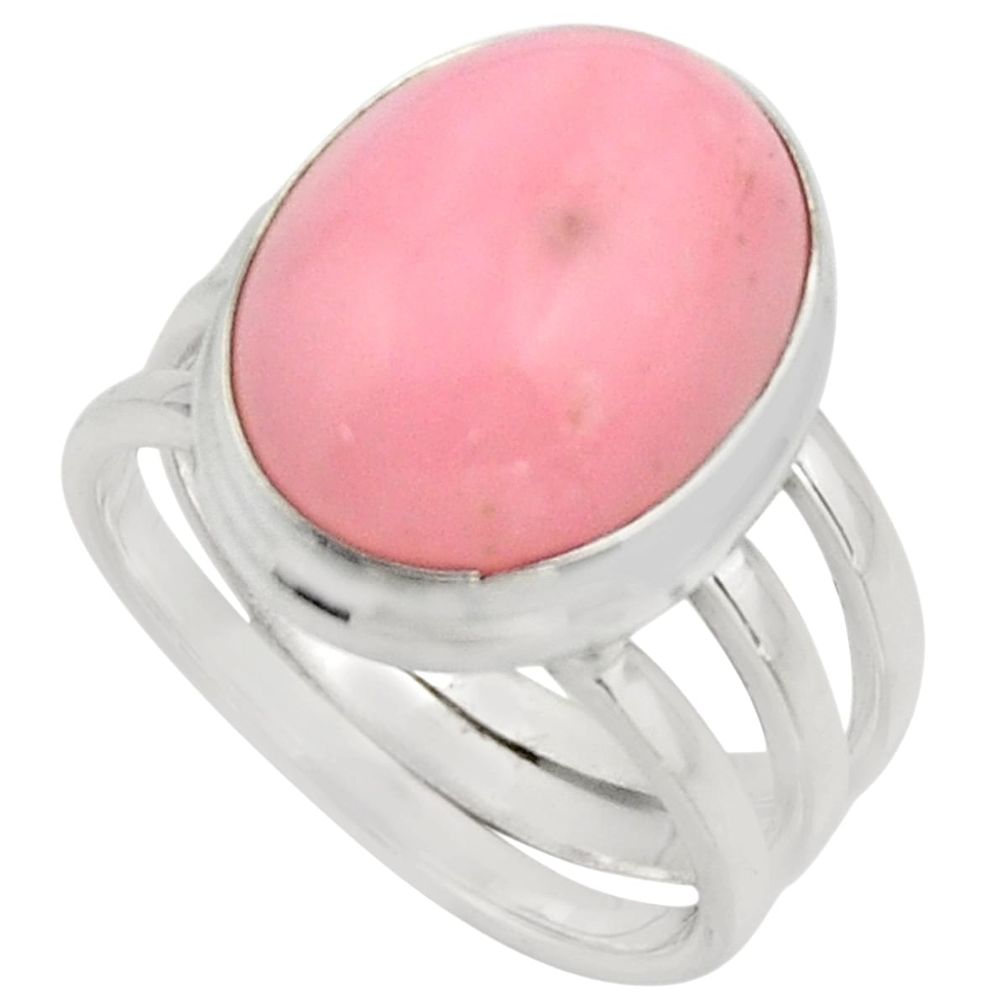 925 sterling silver 10.16cts natural pink opal solitaire ring size 7.5 r15748