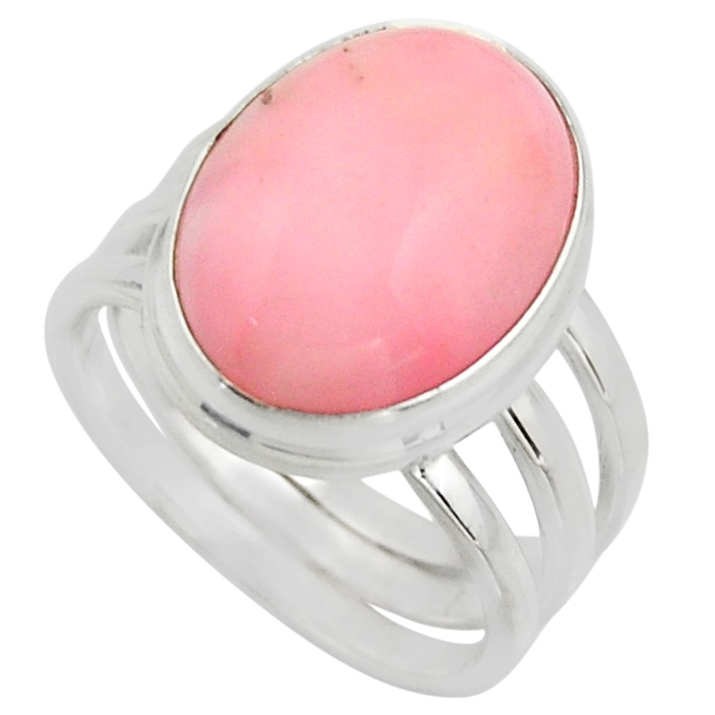 9.83cts natural pink opal 925 sterling silver solitaire ring size 7.5 r15751