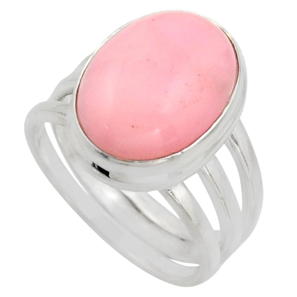 925 sterling silver 10.47cts natural pink opal oval solitaire ring size 9 r15752