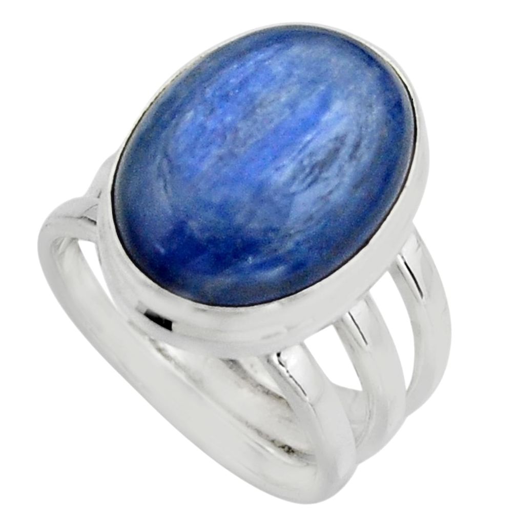 11.05cts natural blue kyanite 925 silver solitaire ring jewelry size 6.5 r15757