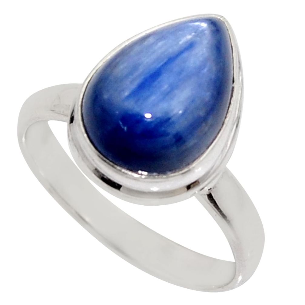 925 sterling silver 6.36cts natural blue kyanite solitaire ring size 9 r16073