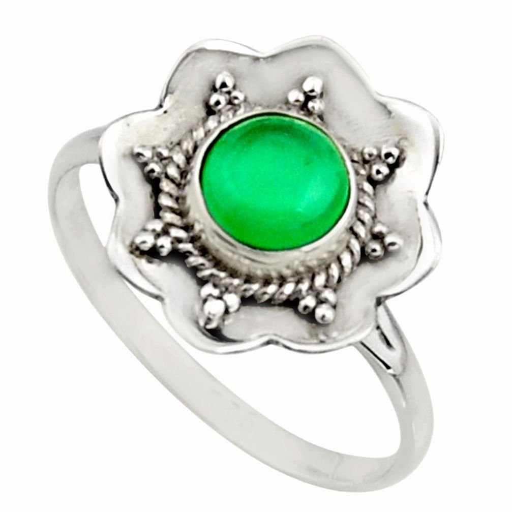 1.45cts natural green chalcedony 925 silver solitaire ring size 8.5 r16081