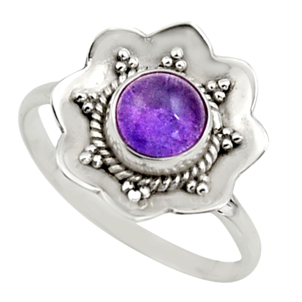 1.45cts natural purple amethyst 925 silver solitaire ring size 7.5 r16085