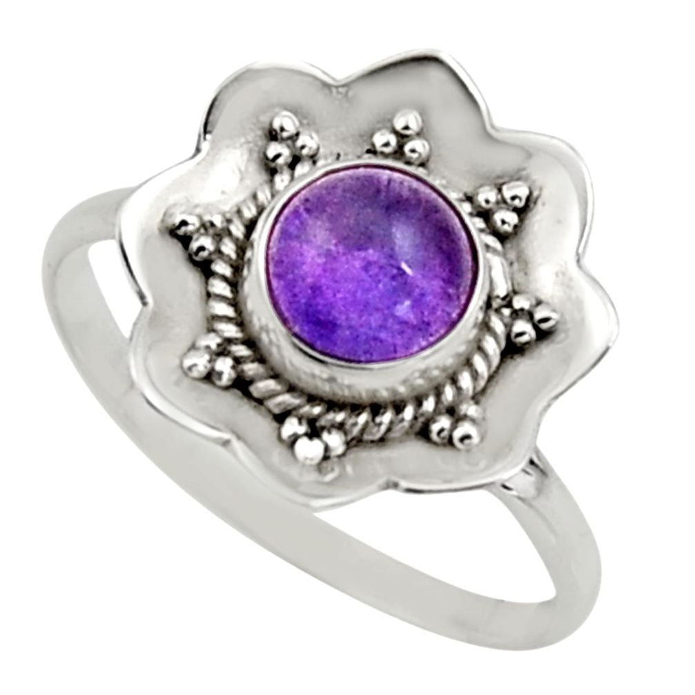 1.44cts natural purple amethyst 925 silver solitaire ring size 8.5 r16086