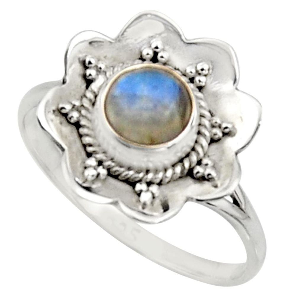 1.45cts natural rainbow moonstone 925 silver solitaire ring size 8.5 r16096